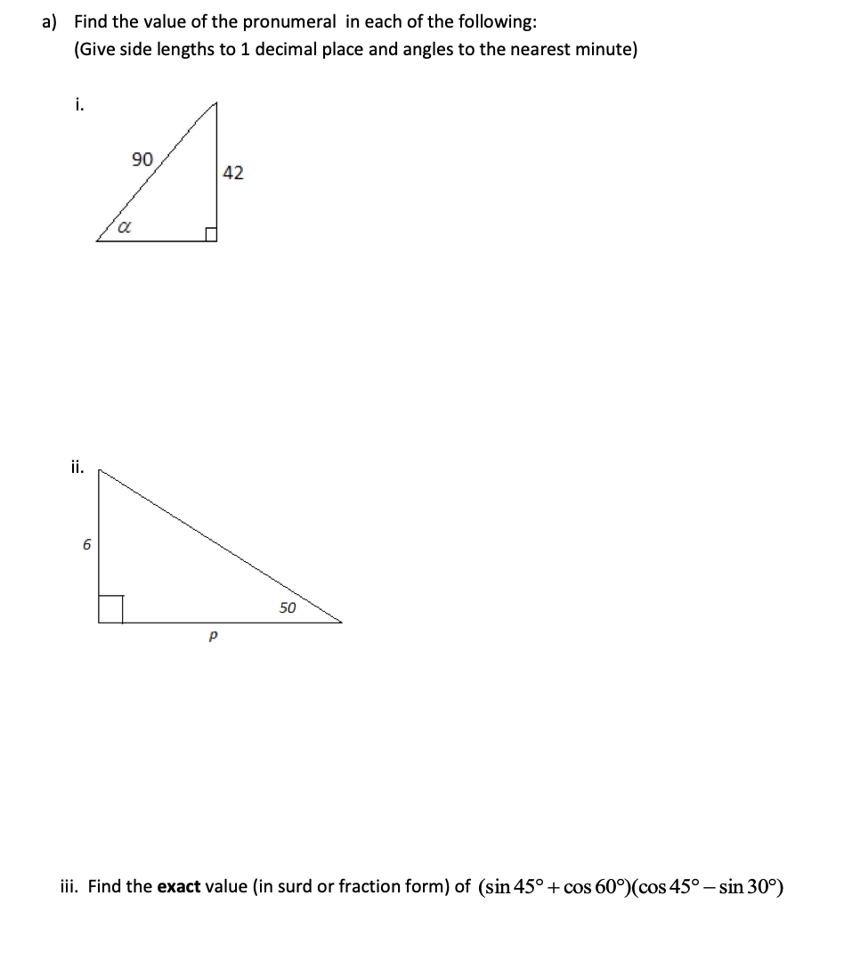 Solved A Find The Value Of The Pronumeral In Each Of The 8084