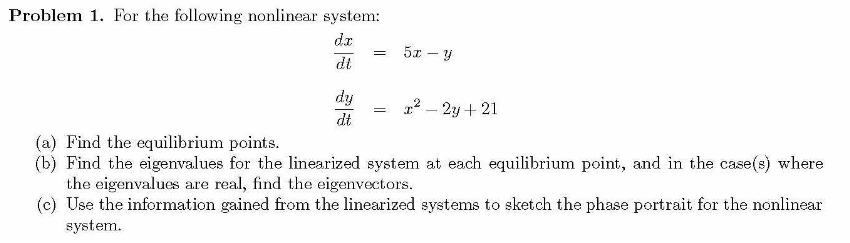 Solved Problem 1. For the following nonlinear system: do 52 | Chegg.com