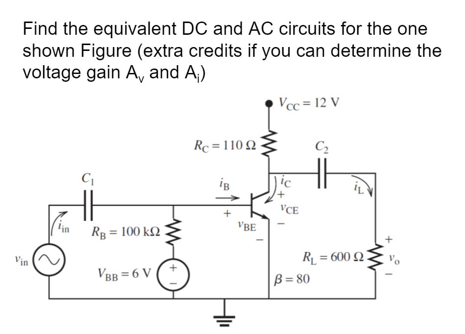 Solved Find the equivalent DC and AC circuits for the one | Chegg.com