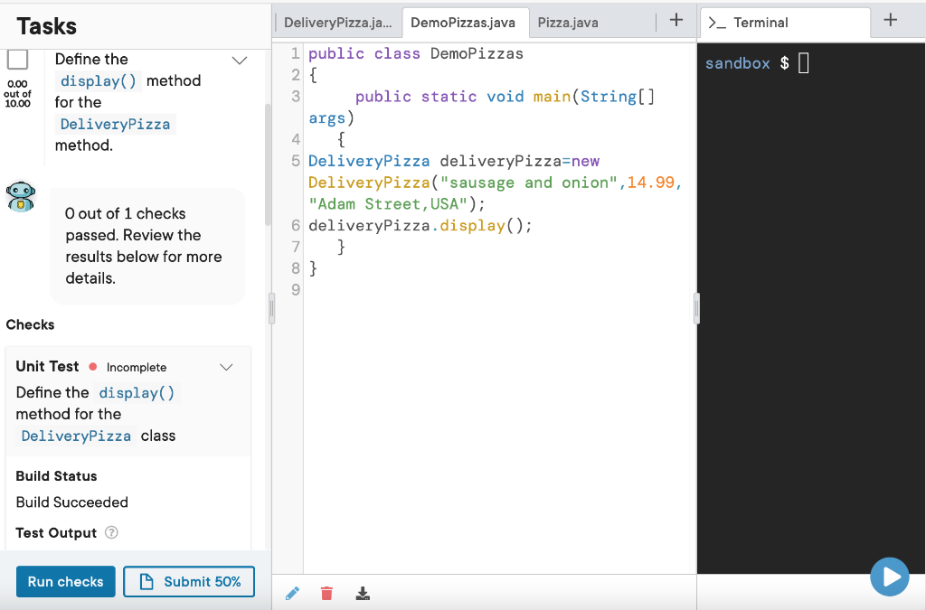 Solved Run checks Checks Unit Test - Incomplete Define the | Chegg.com