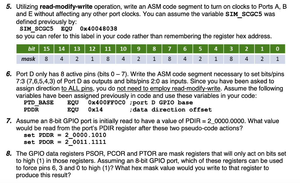 5. Utilizing read-modify-write operation, write an | Chegg.com