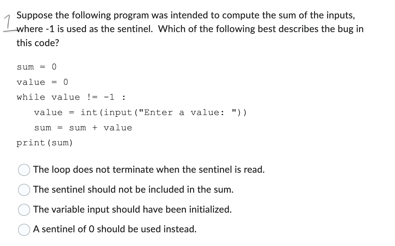 Solved Suppose the following program was intended to compute | Chegg.com