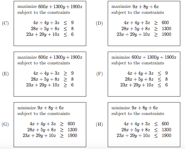 Solved Formulate the following word problem as a linear | Chegg.com