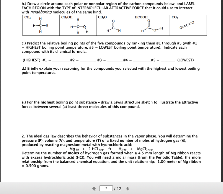 Solved b.) Draw a circle around each polar or nonpolar | Chegg.com