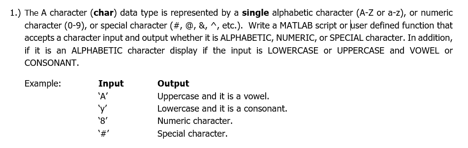 Solved 1.) The A character (char) data type is represented | Chegg.com