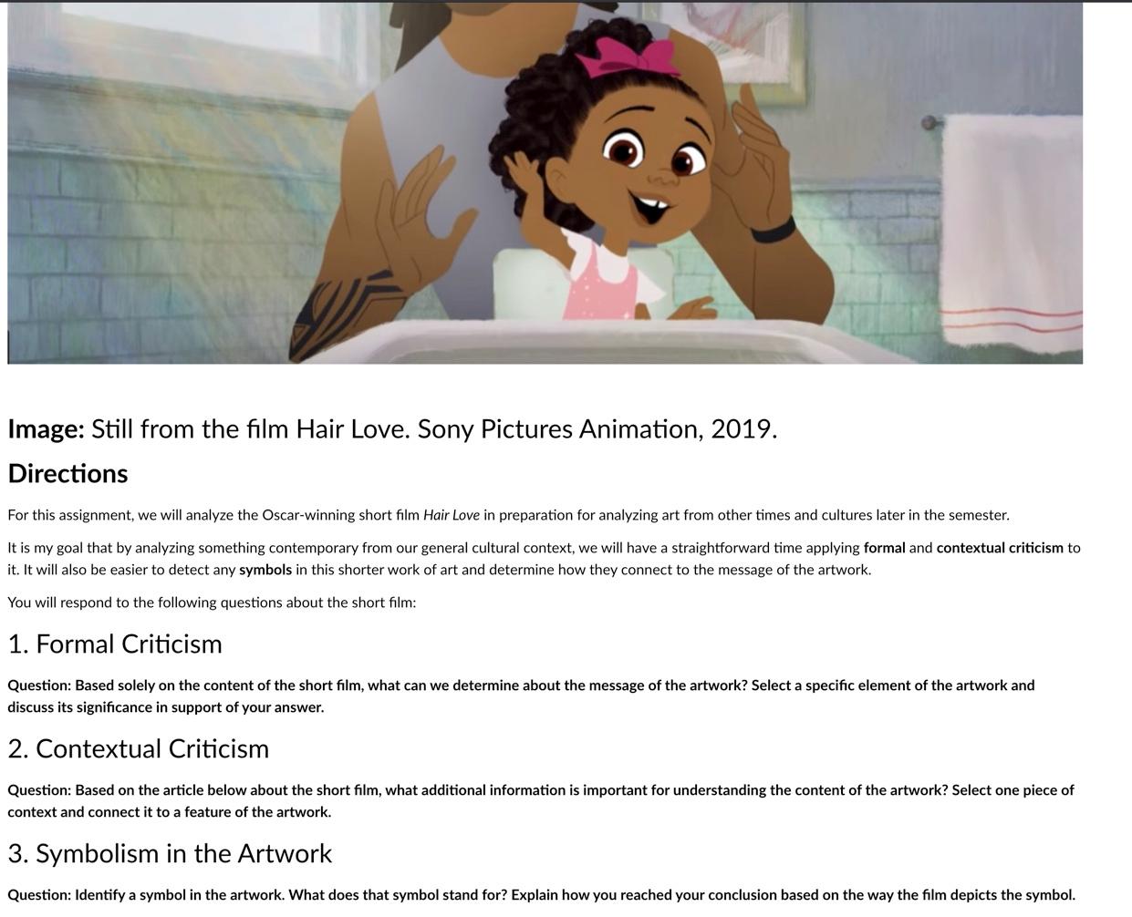 Solved Image: Still from the film Hair Love. Sony Pictures 
