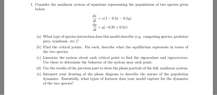 Solved 1. Consider the nonlinear system of equations | Chegg.com
