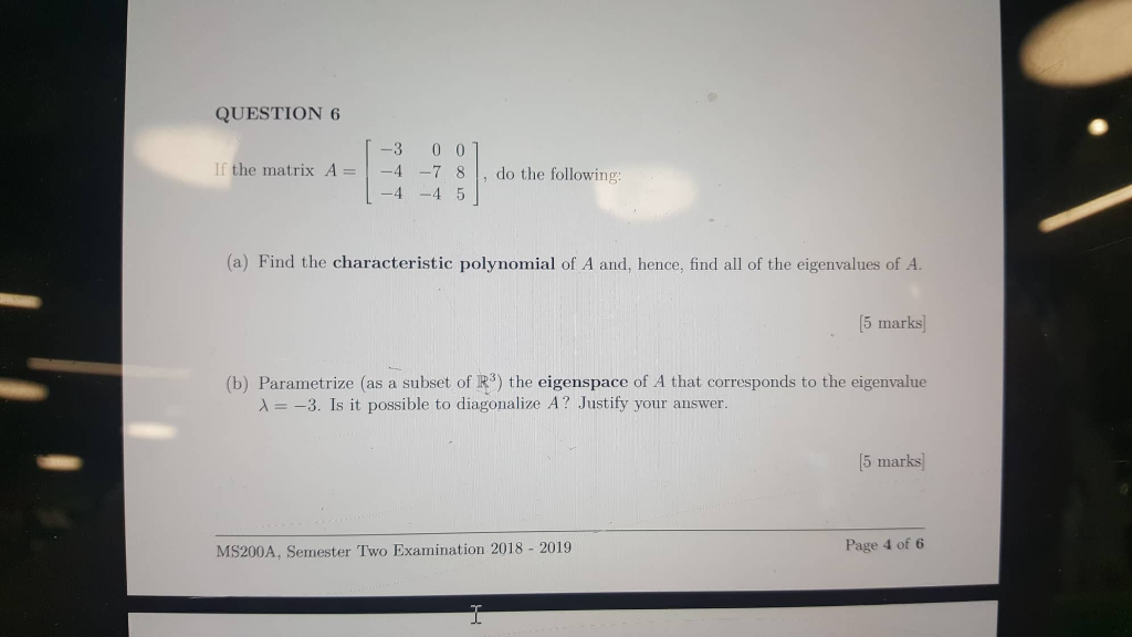 Solved Hi im struggling with this linear algebra question. | Chegg.com