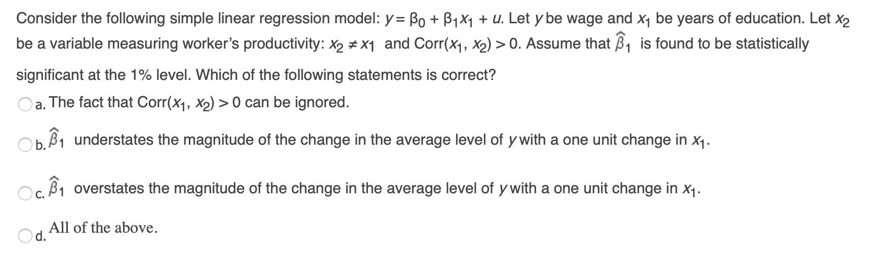 Solved Consider The Following Simple Linear Regression | Chegg.com