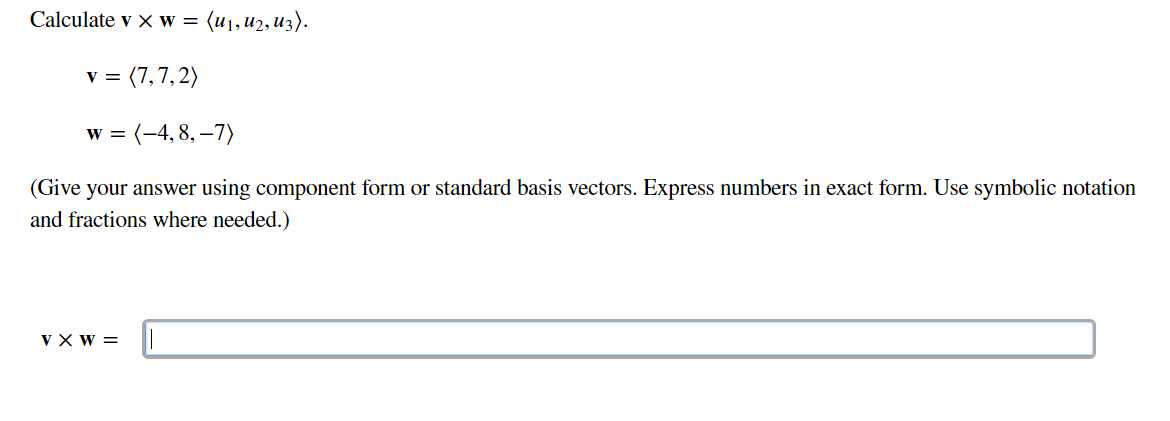 Solved Calculate V Xw U1 U2 U3 V 7 7 2 W Chegg Com