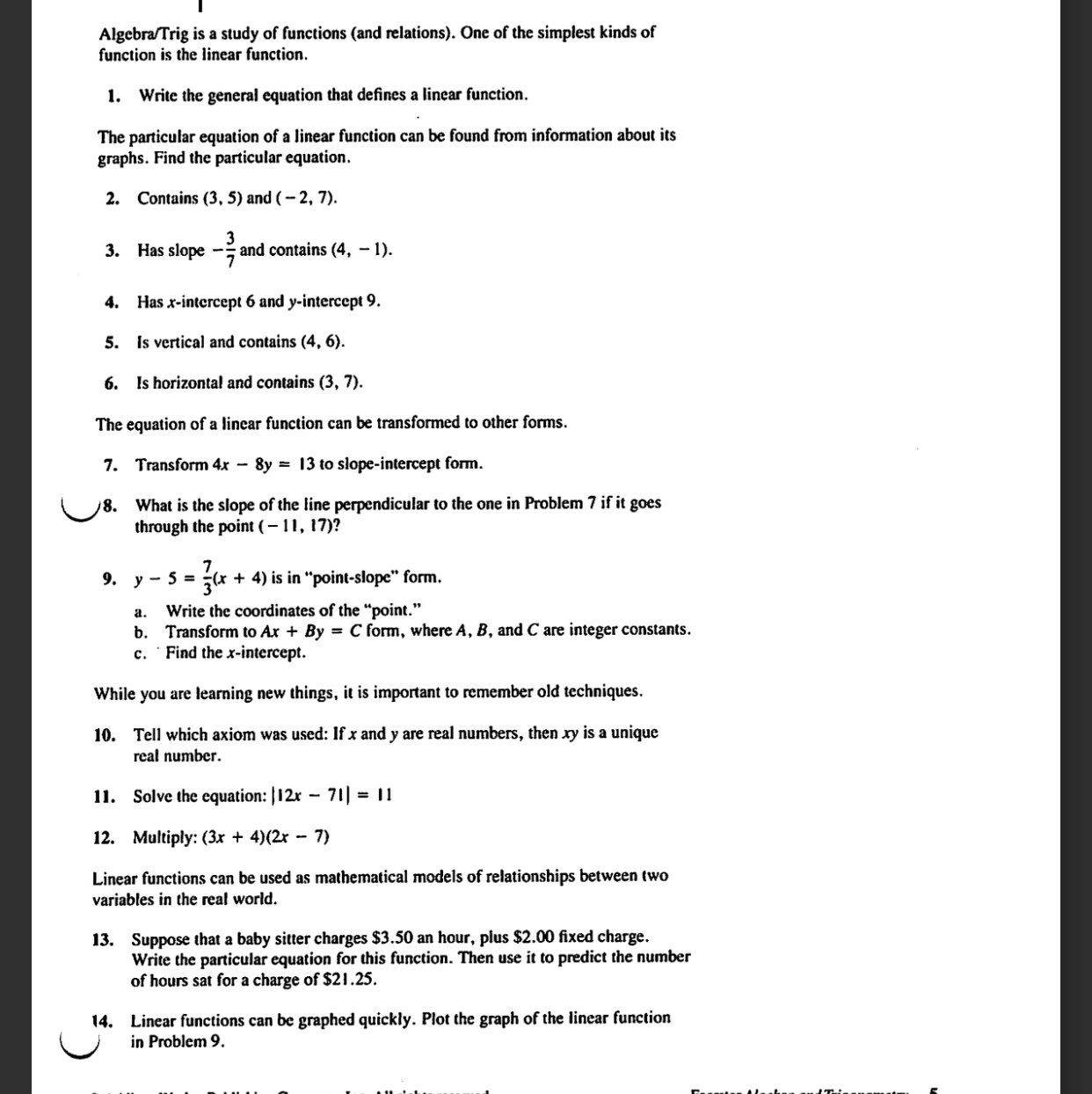 Solved 7. Transform 4x−8y=13 to slope-intercept form. 8. | Chegg.com