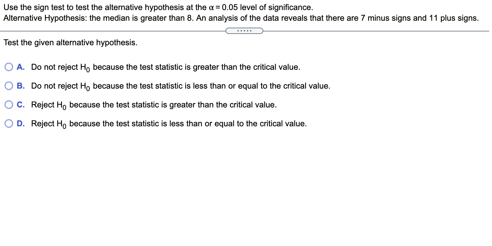 Solved Use the sign test to test the alternative hypothesis | Chegg.com