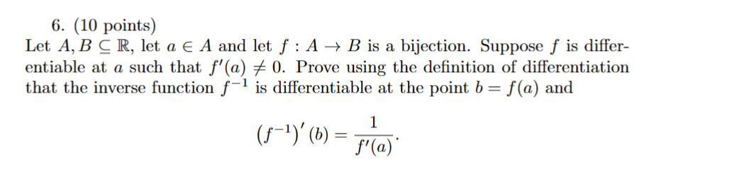 Solved 6. (10 Points) Let A,B⊆R, Let A∈A And Let F:A→B Is A | Chegg.com