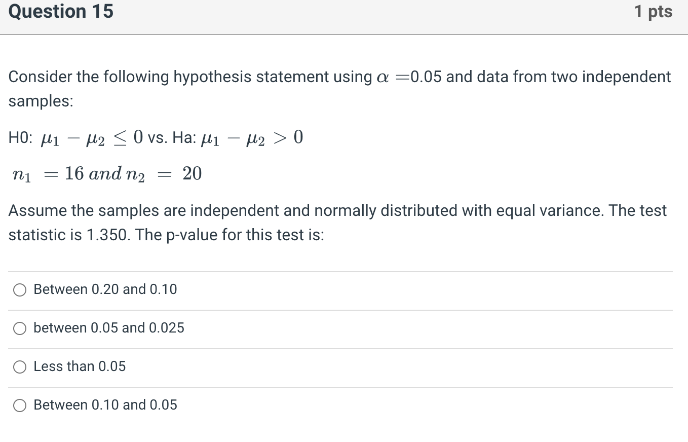 Solved Consider The Following Hypothesis Statement Using | Chegg.com