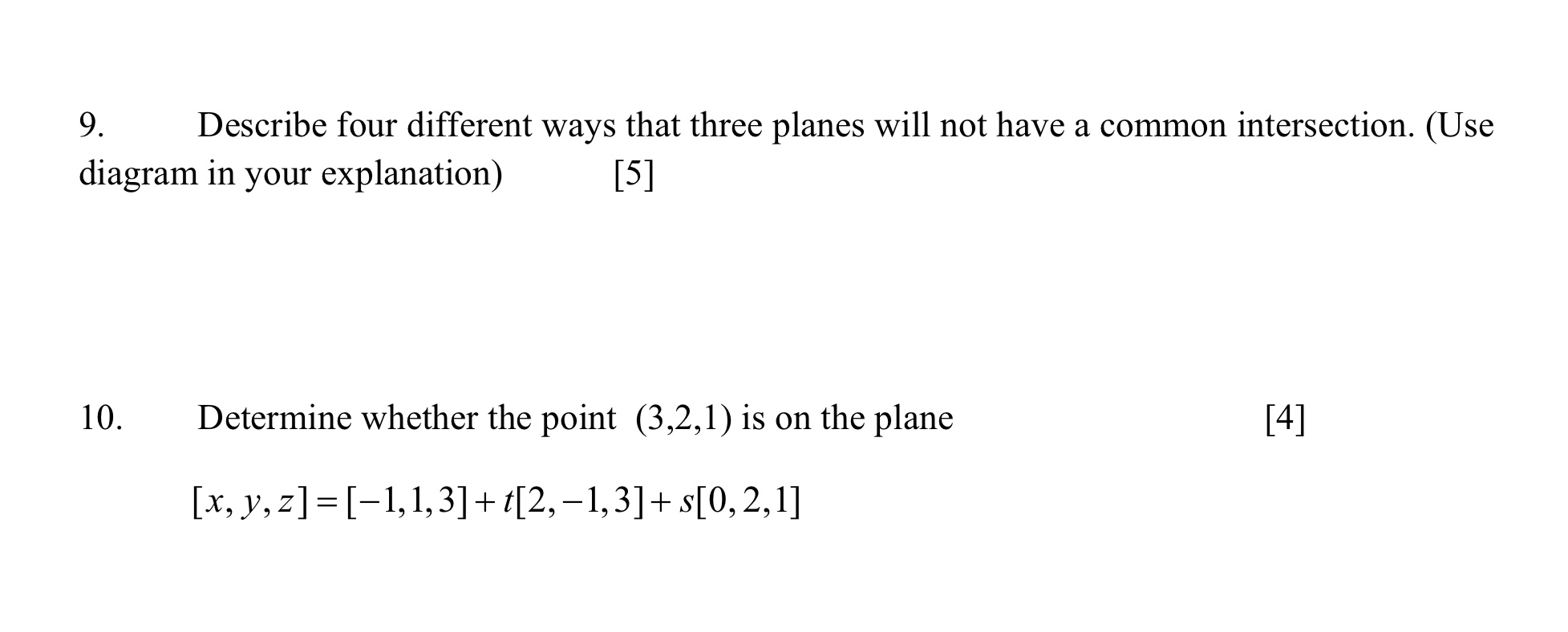 Solved 9 Describe Four Different Ways That Three Planes