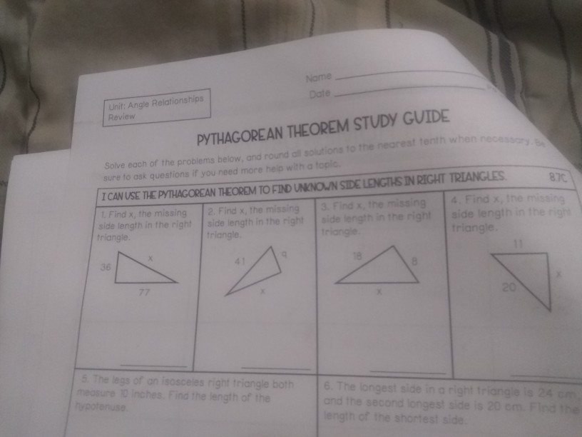 6 6 Study Guide The Pythagorean Theorem Answers Study Poster