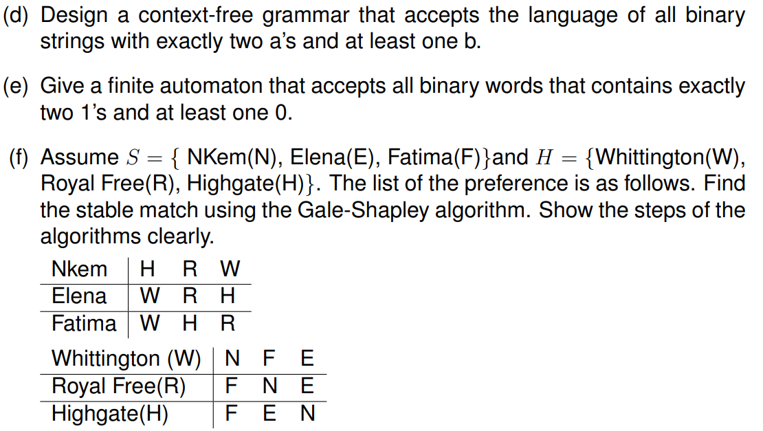 Solved (d) Design a context-free grammar that accepts the | Chegg.com