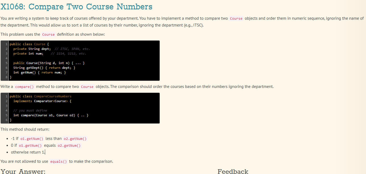 Coursesâ€”A through G and course numbers and symbols key