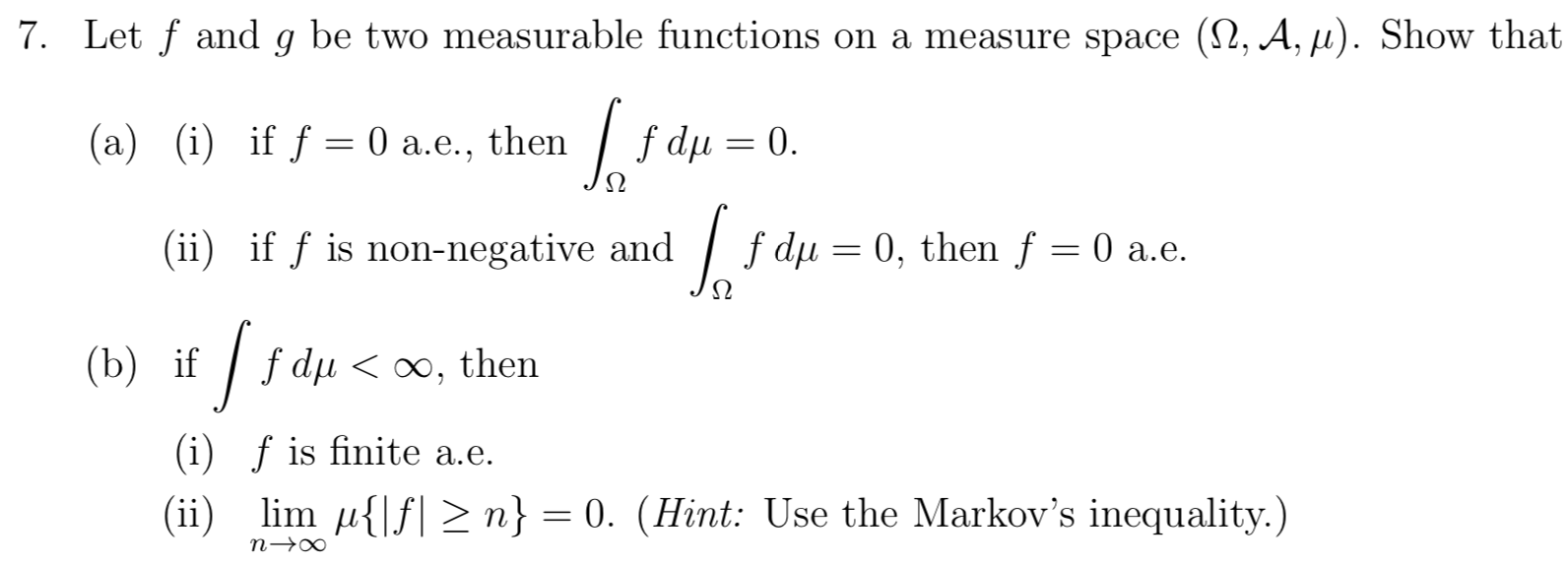 Solved 7 Let F And G Be Two Measurable Functions On A Me Chegg Com