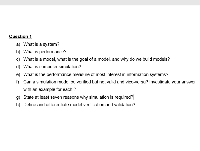 Solved Question 1 A) What Is A System? B) What Is | Chegg.com