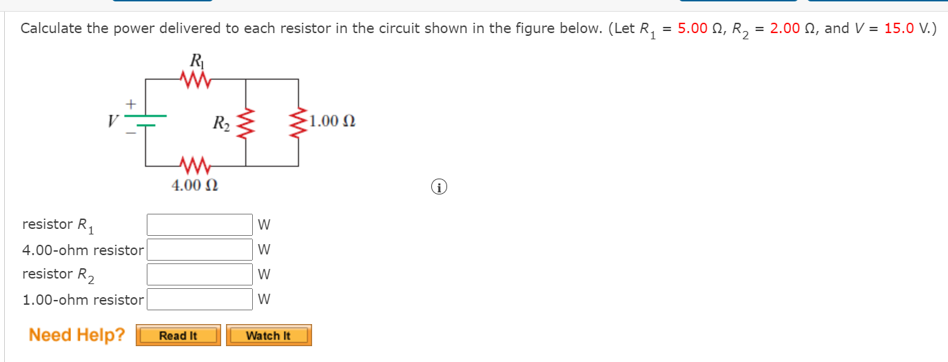 Solved Calculate The Power Delivered To Each Resistor In The | Chegg.com