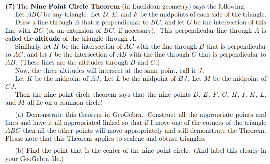 (7) The Nine Point Circle Theorem (in Euclidean | Chegg.com