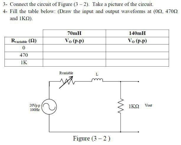 Solved 3- Connect the circuit of Figure (3 – 2). Take a | Chegg.com