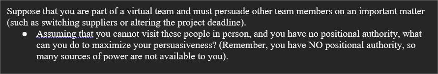 Solved Suppose that you are part of a virtual team and must | Chegg.com