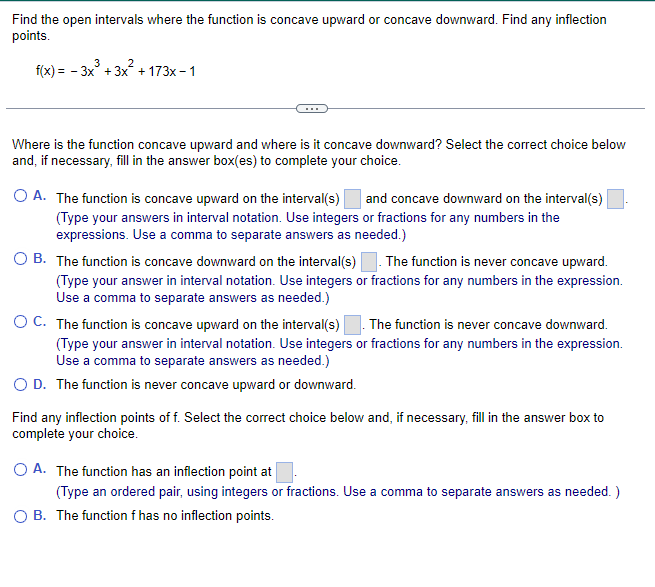 Solved Find the open intervals where the function is concave | Chegg.com