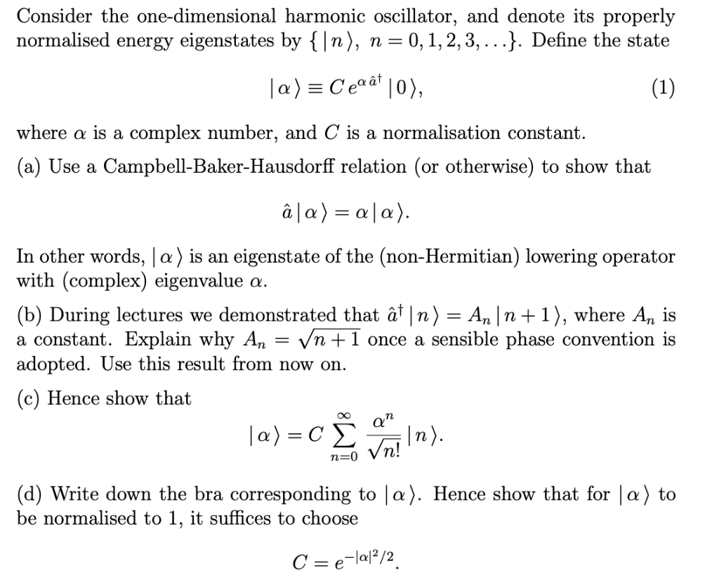 Solved Consider the one-dimensional harmonic oscillator, and | Chegg.com