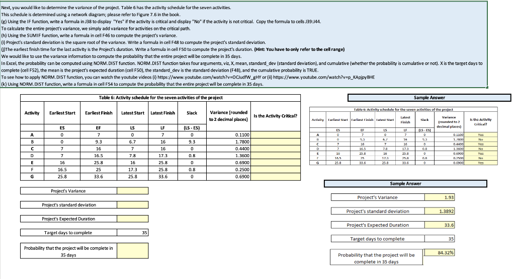 Next, you would like to determine the variance of the | Chegg.com