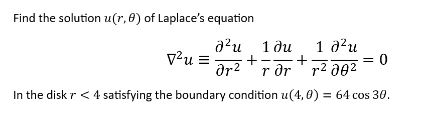 Find The Solution U(r,θ) Of Laplace's Equation | Chegg.com