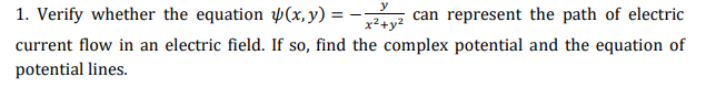 Solved 1. Verify whether the equation ψ(x,y)=−x2+y2y can | Chegg.com