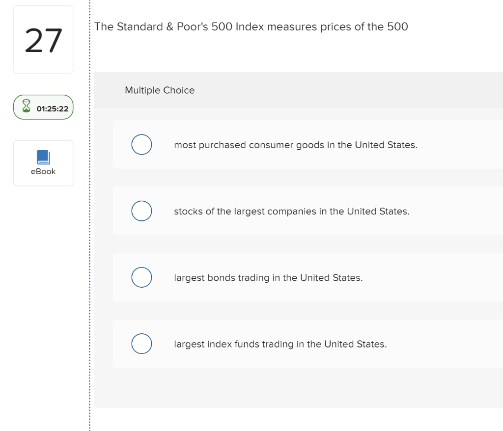 Solved The Standard & Poor's 500 Index measures prices of