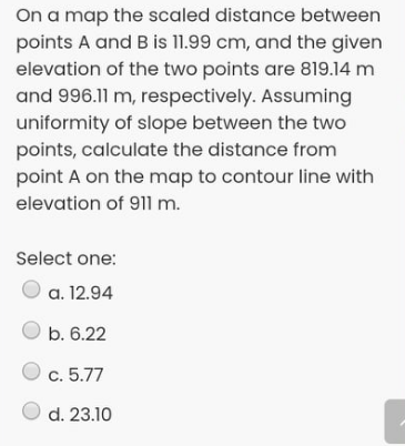 Solved On a map the scaled distance between points A and B | Chegg.com