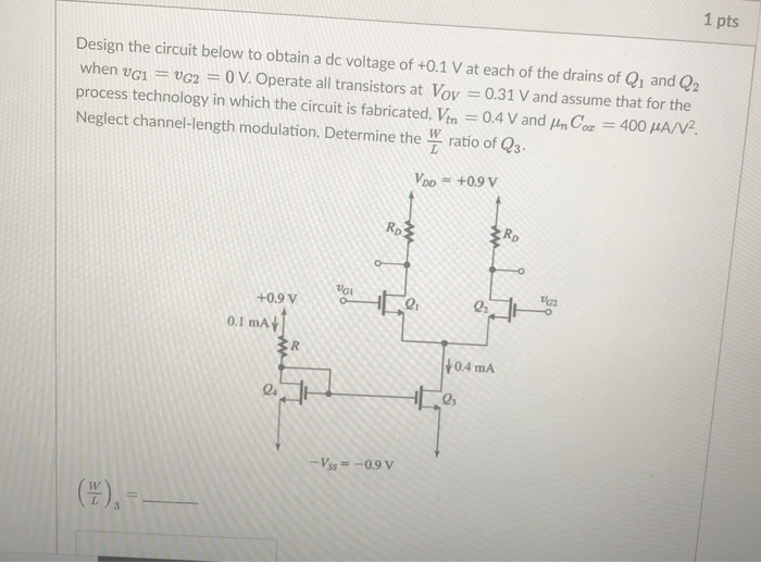 Solved 1 pts Design the circuit below to obtain a de voltage | Chegg.com