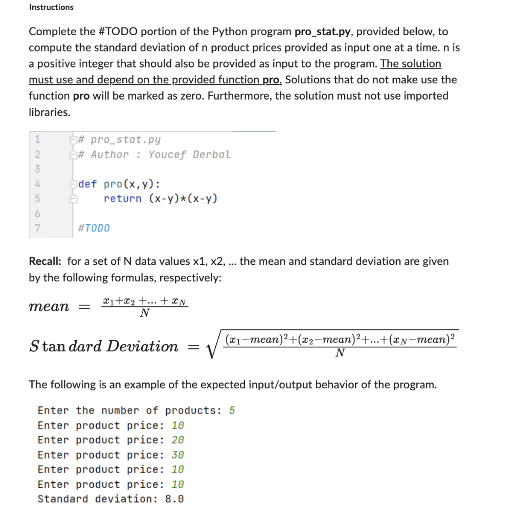 Solved Instructions Complete the #TODO portion of the Python | Chegg.com