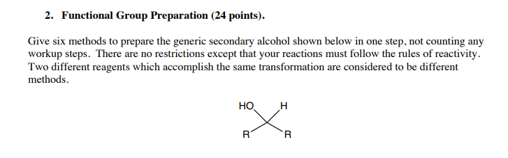2 Functional Group Preparation 24 Points Give Six Chegg Com