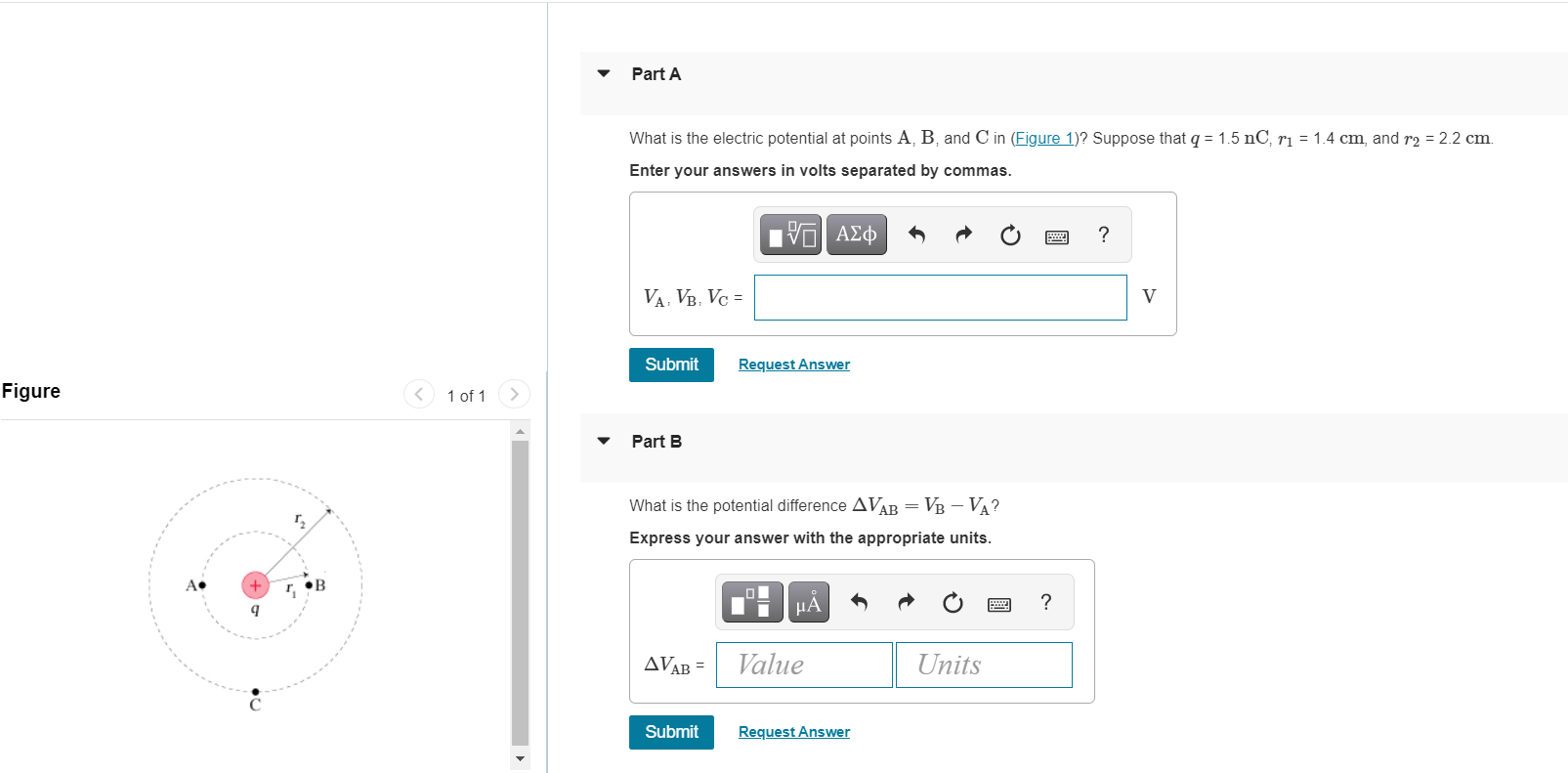 Solved Part A What Is The Electric Potential At Points A, B, | Chegg.com