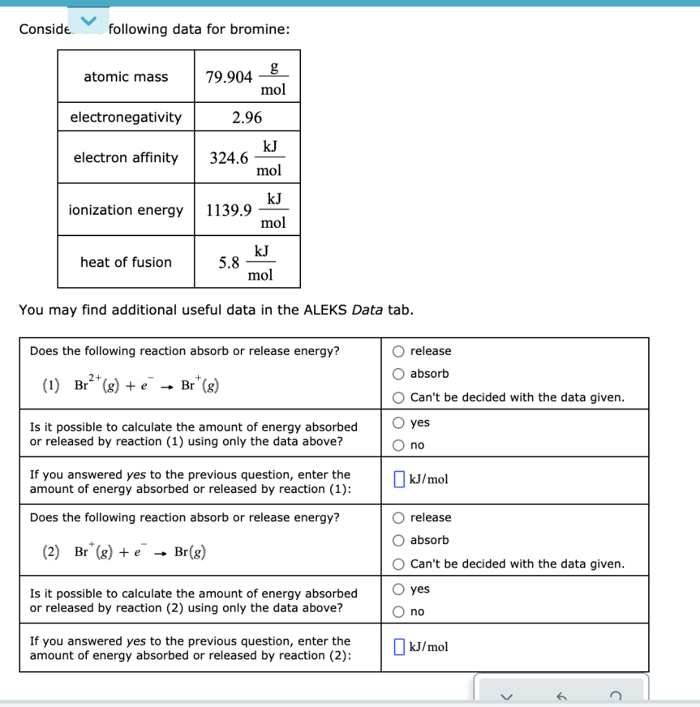 Solved Conside following data for bromine atomic mass
