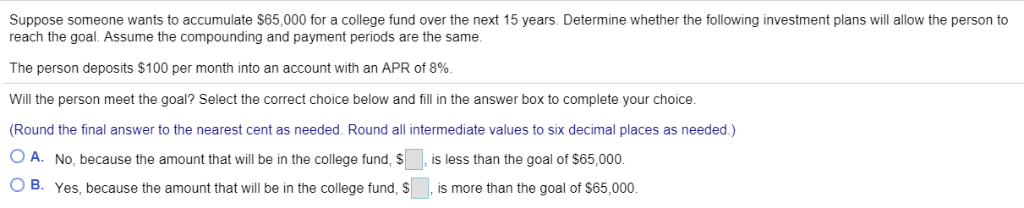 Solved Suppose someone wants to accumulate $65,000 for a | Chegg.com