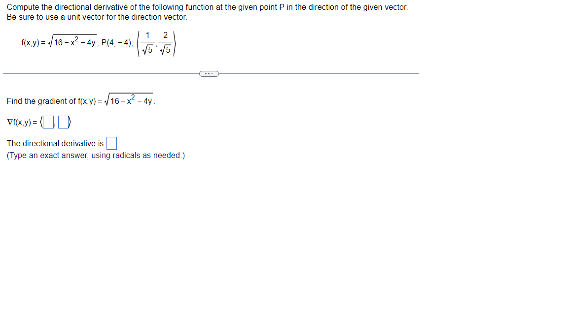 Solved Compute The Directional Derivative Of The Follow 4831