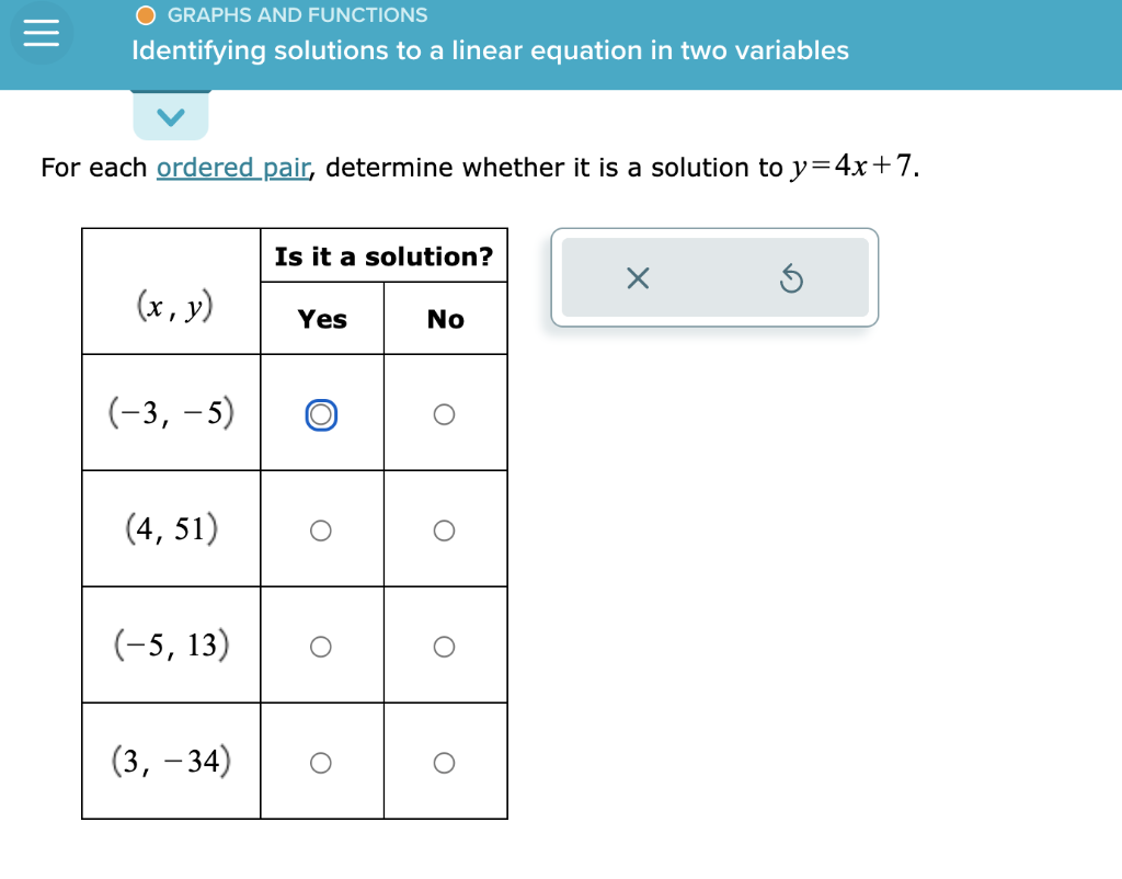 Solved For each ordered pair, determine whether it is a | Chegg.com