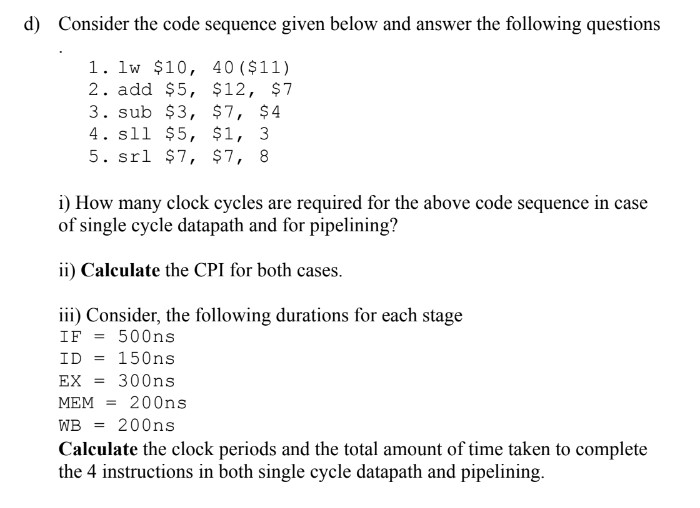 Solved 9d) ﻿Consider the code sequence given below and | Chegg.com