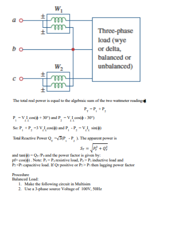 Solved Lab#6 3-Phase Power Measurement Using Two Wattmeters | Chegg.com