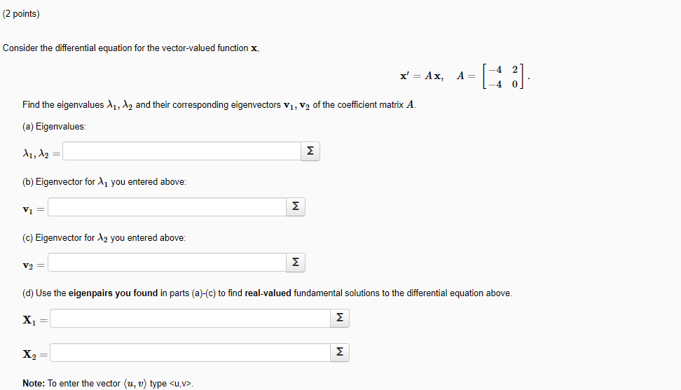 Solved (2 points) Consider the differential equation for the | Chegg.com
