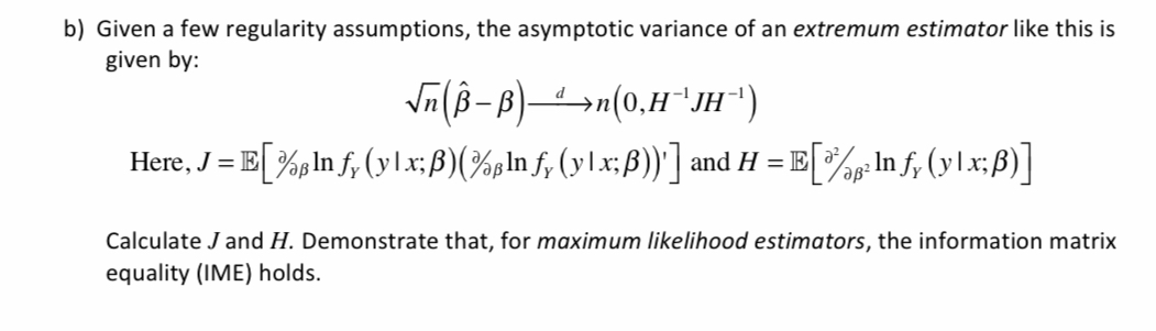 B Given A Few Regularity Assumptions The Asympto Chegg Com