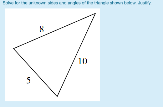 Solved Solve for the unknown sides and angles of the | Chegg.com