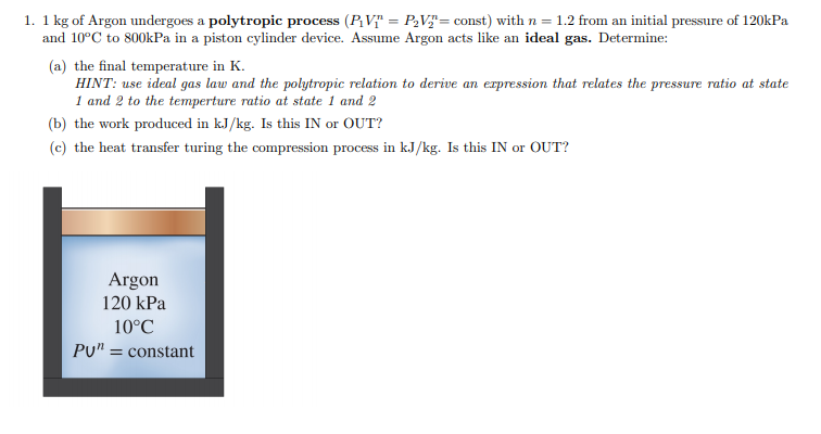 Solved 1 1 Kg Of Argon Undergoes A Polytropic Process P Chegg Com