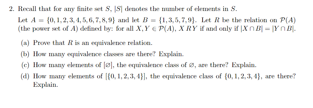 2 Recall That For Any Finite Set S S Denotes The Chegg Com